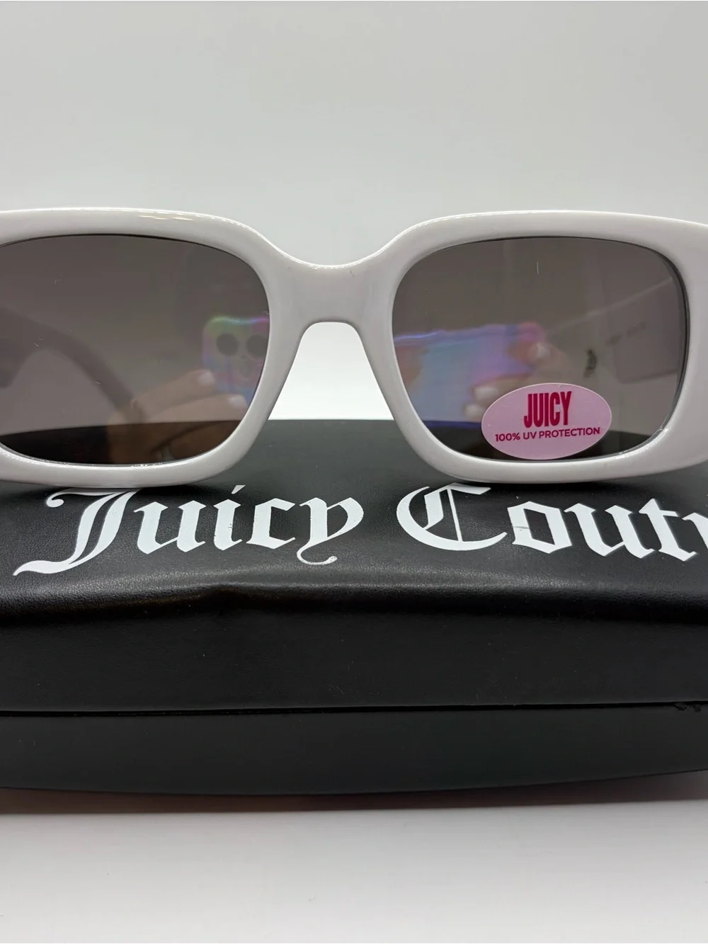 Juicy Couture White Frame Sunglasses with Dark Lenses